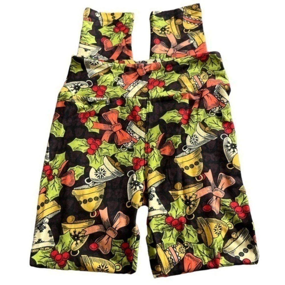 Lularoe Mistletoe Christmas Soft Buttery Yoga Band Leggings One Size EUC #7865